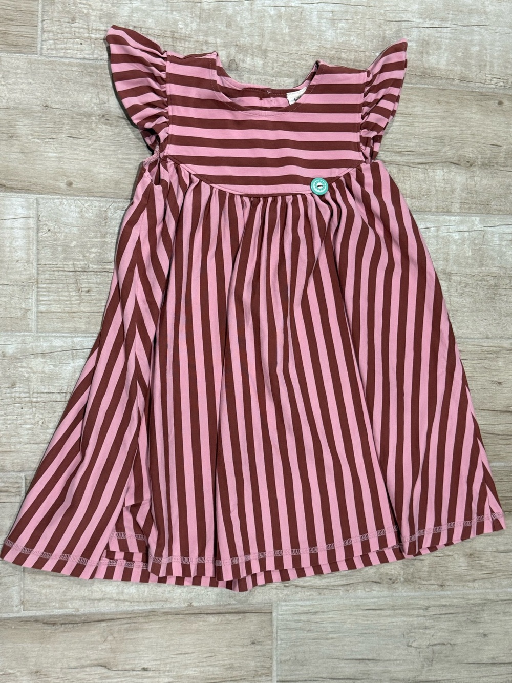 Wildflowers Pink and Brown Striped Flutter-Sleeve Dress NWT Size 6